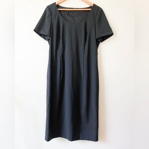 Escada Black Virgin Wool Short Sleeve Midi Dress Size 40